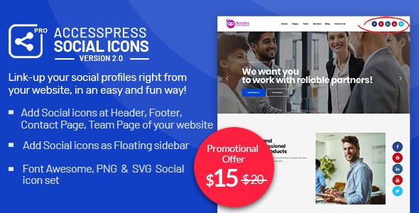 WordPress 社交分享按钮插件AccessPress Social Icons Pro中英版 [v2.0.3]