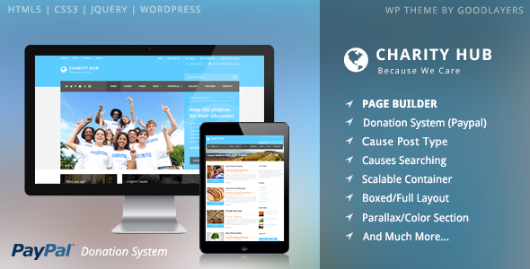 Charity Hub 公益展示类WordPress企业建站主题模板中英文汉化版 [v1.4.9]
