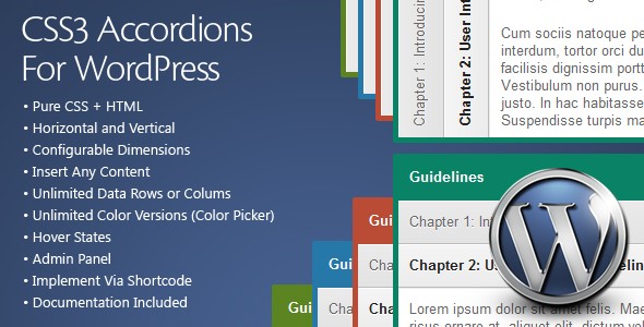 WordPress纯CSS3手风琴幻灯滑块插件CSS3 Accordions中英文汉化版 [v3.0]