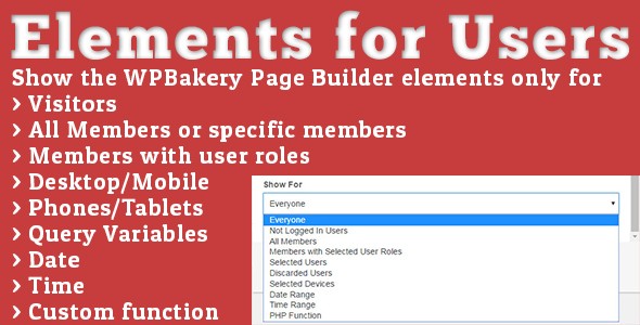 WPBakery Page Builder 元素使用权限控制插件Elements for Users [v1.5.6]