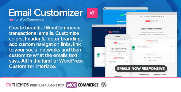 WooCommerce 邮件自定义扩展插件 Email Customizer 中英文汉化版 [v3.33]