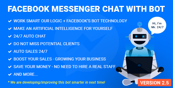 Facebook Messenger Chat with Bot 人工智能/自动聊天机器人插件 [v2.8]
