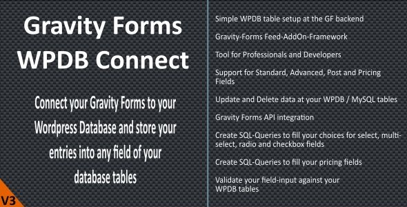 Gravity Forms表单内容数据库存储插件 WPDB Connect中英文汉化版 [v3.8.0]