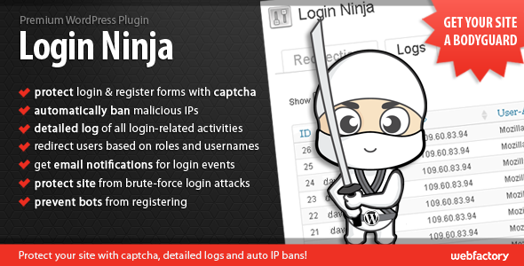 WordPress 注册登录安全防御保护插件 Login Ninja 中英文汉化版 [v1.65]