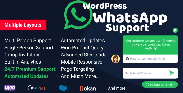 在线客服沟通聊天插件 WordPress WhatsApp Support 中英文汉化版 [v2.4.1]