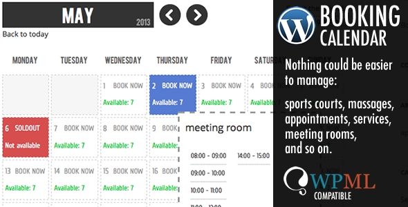 WordPress 日程计划安排预订插件 Booking Calendar 中英文汉化版 [v6.0.9]