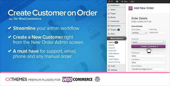 WooCommerce 订单界面直接建新客户插件Create Customer on Order [v4.17.4]