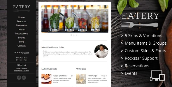 Eatery餐厅/咖啡厅美食类WordPress企业建站主题模板中英文汉化版 [v2.2]
