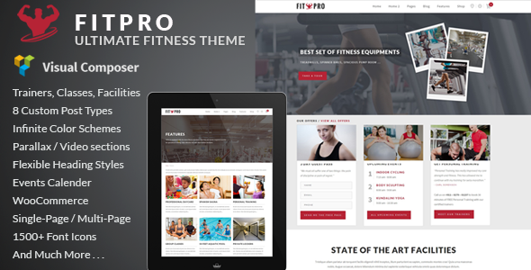 FitPro体育运动/活动健身类WordPress企业建站主题模板中英汉化版 [v2.7]