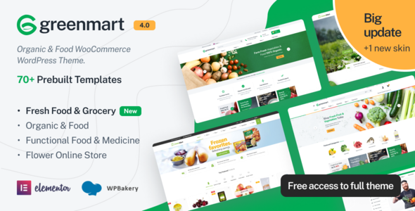 GreenMart蔬菜水果商城类WordPress企业建站主题模板中英文汉化版 [v4.1.8]