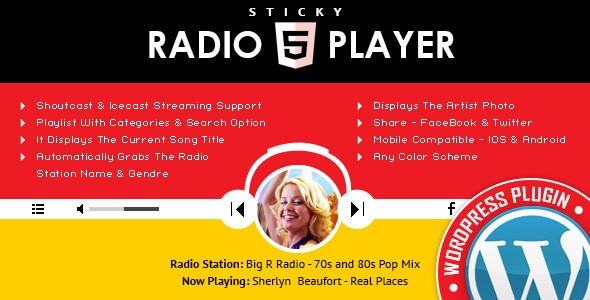 WordPress广播/音频/音乐播放器插件Sticky Radio Player中英文版 [v3.3.2]