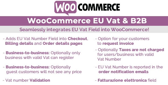 欧盟用户增值税税费自动识别添加插件 WooCommerce Eu Vat中英版 [v12.6]