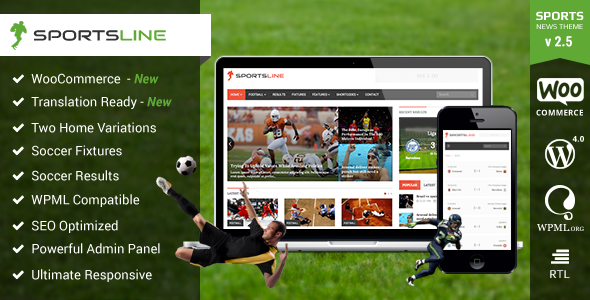 Sportsline 体育新闻杂志WordPress企业建站主题模板中英文汉化版 [v2.6]