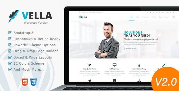Vella现代化多用途商务类WordPress企业建站主题模板中英文汉化版 [代购]