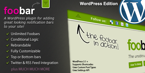 WordPress 多功能自定义浮动通知栏生成插件 Foobar 中英文汉化版 [v2.5.7]