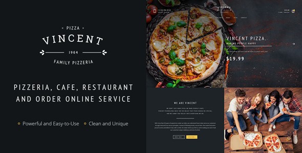 Restaurant Vincent餐厅/咖啡厅类WordPress企业主题模板中英文版 [代购]