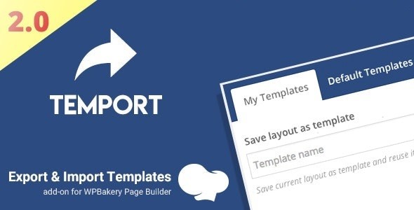 WPBakery Page Builder模板代码导出导入插件TEMPORT中英文汉化版 [v2.0.0]