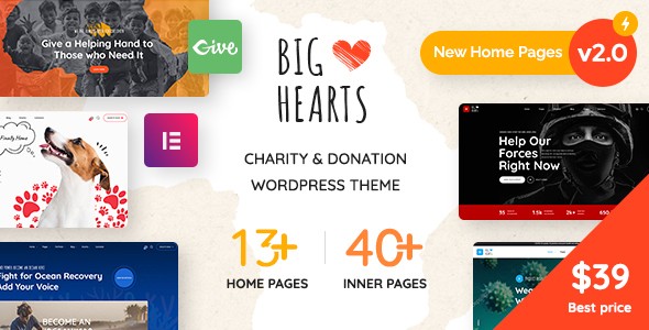 BigHearts基金慈善公益类WordPress企业建站主题模板中英文汉化版 [v3.0.4]