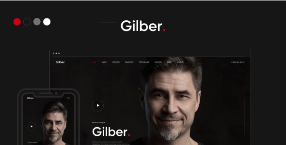 Gilber个人简历/电子名片WordPress企业建站主题模板中英文汉化版 [v1.0.1]