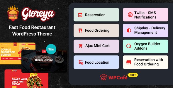 Gloreya 快餐/外卖商城类WordPress企业建站主题模板中英文汉化版 [v2.0.6]
