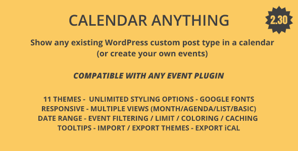 WordPress日历中显示自定义文章类型插件Calendar Anything中英版 [v2.30]