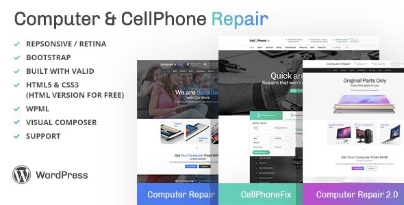 Computer and CellPhone repair 电脑/手机维修WordPress主题模板 [代购]