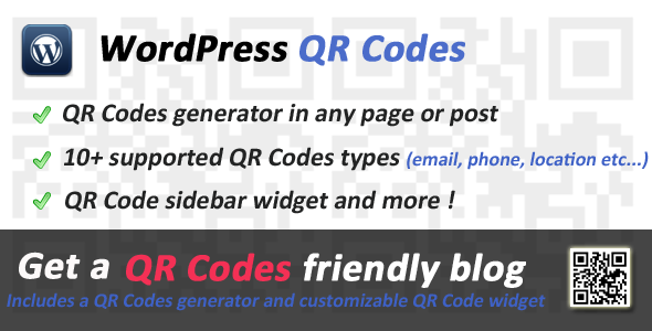 WordPress短代码快速自定义生成二维码插件 QR Codes中英文汉化版 [代购]