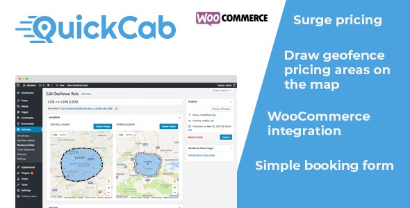 WooCommerce 在线出租车预订/网约车插件 QuickCab 中英文汉化版 [v1.3.1]